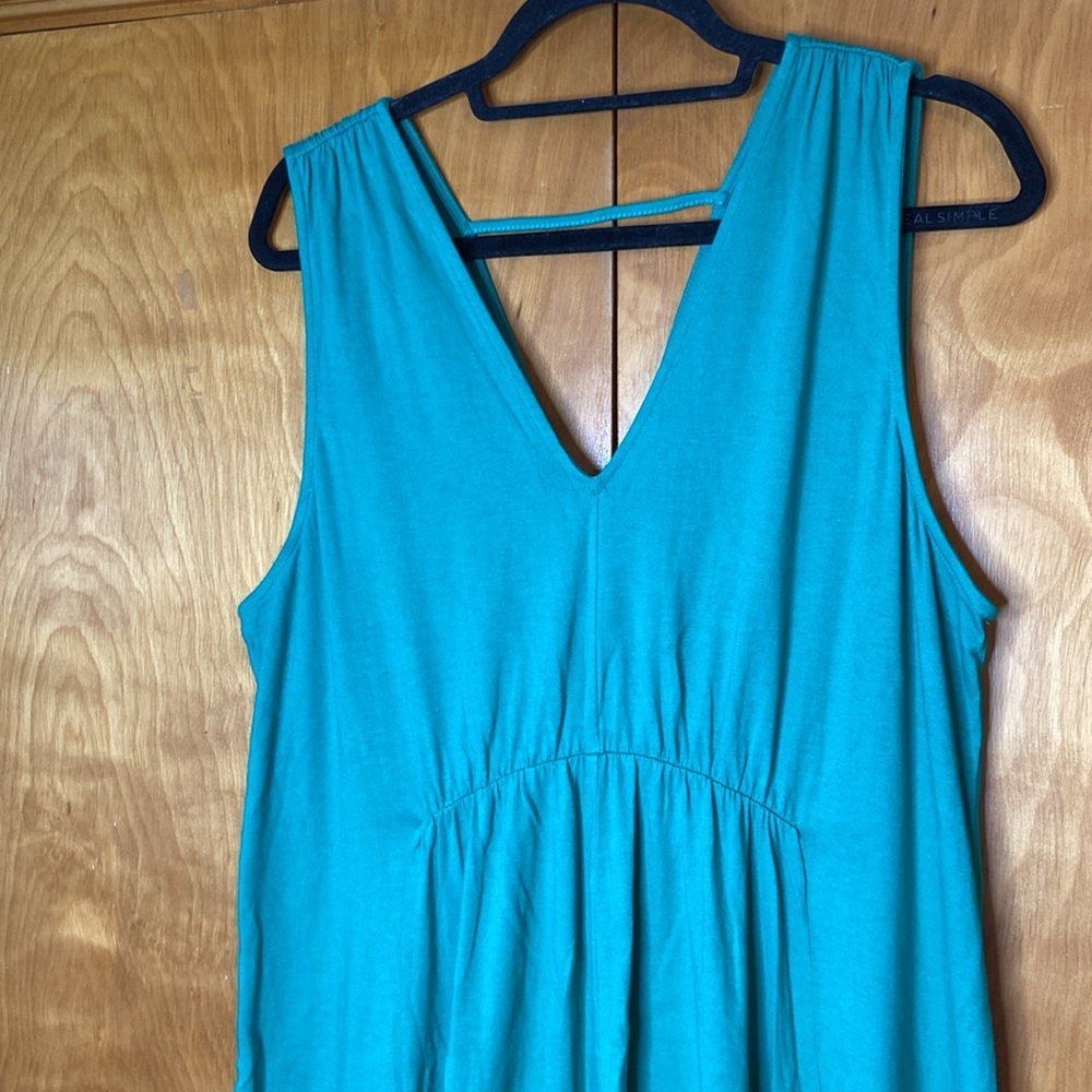 Soft Surroundings V Neck Maxi Green Dress. Size L - Picture 6 of 10
